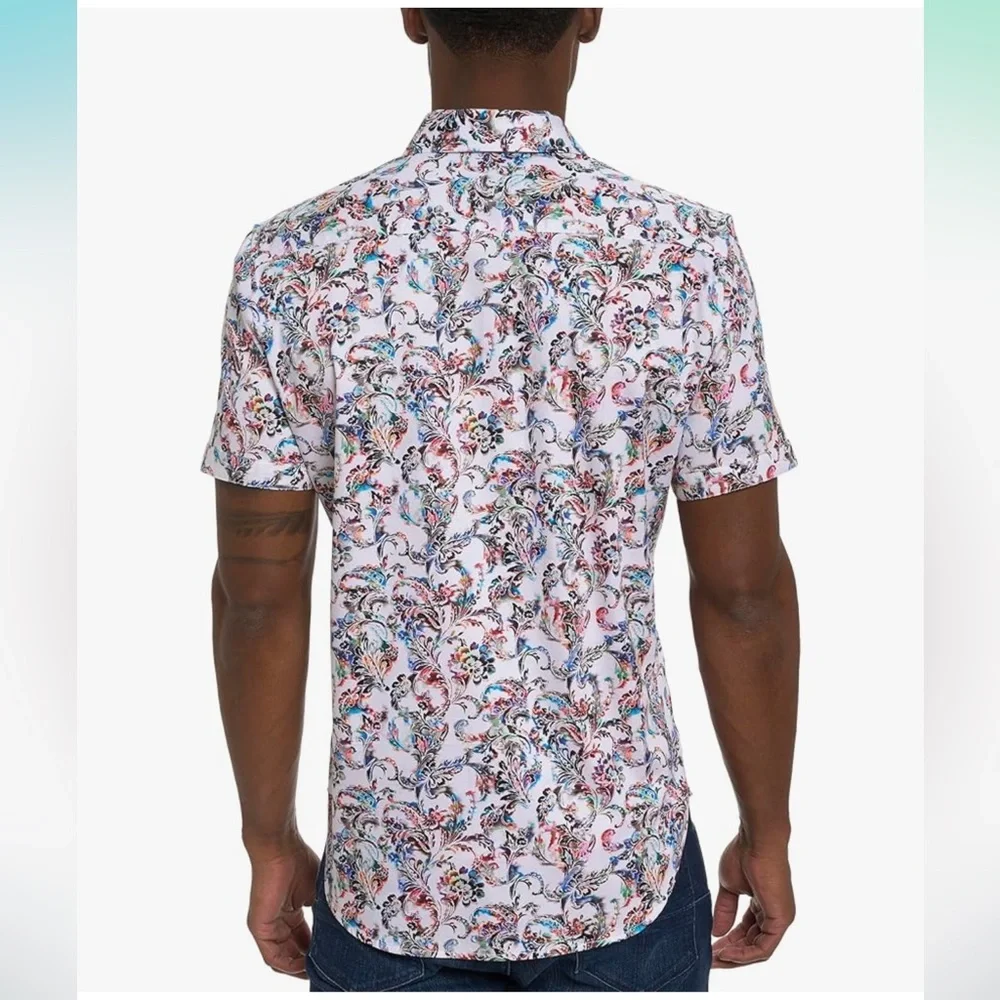 NWT Robert Graham Men's Monsoon Short Sleeve Woven Button Down Shirt - Picture 6 of 10